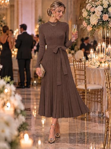 Women's Wool Blend Pleated Sweater Dress - Image 3