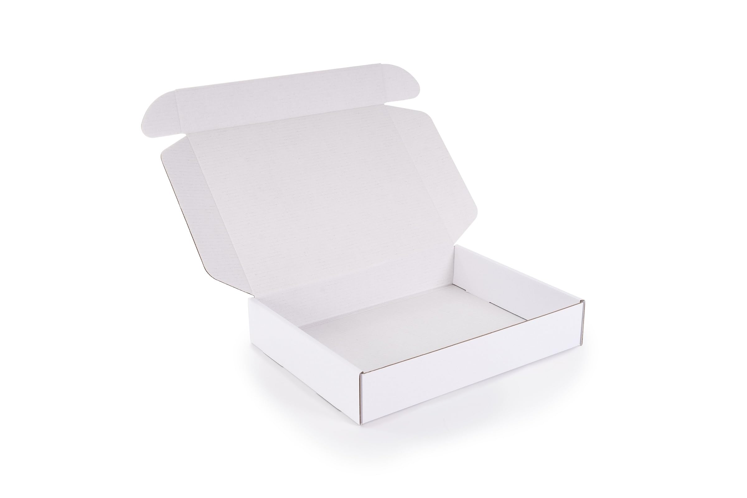 Faltkarton 50 Stück 430x330x80 mm Karton - Weiss - Wellpappe - Stark 3-lagigem Karton - Versandkarton - Verpackung - Versandtaschen - Geschenkbox - Post - Warensendung - Steckverschluss - Schachtel