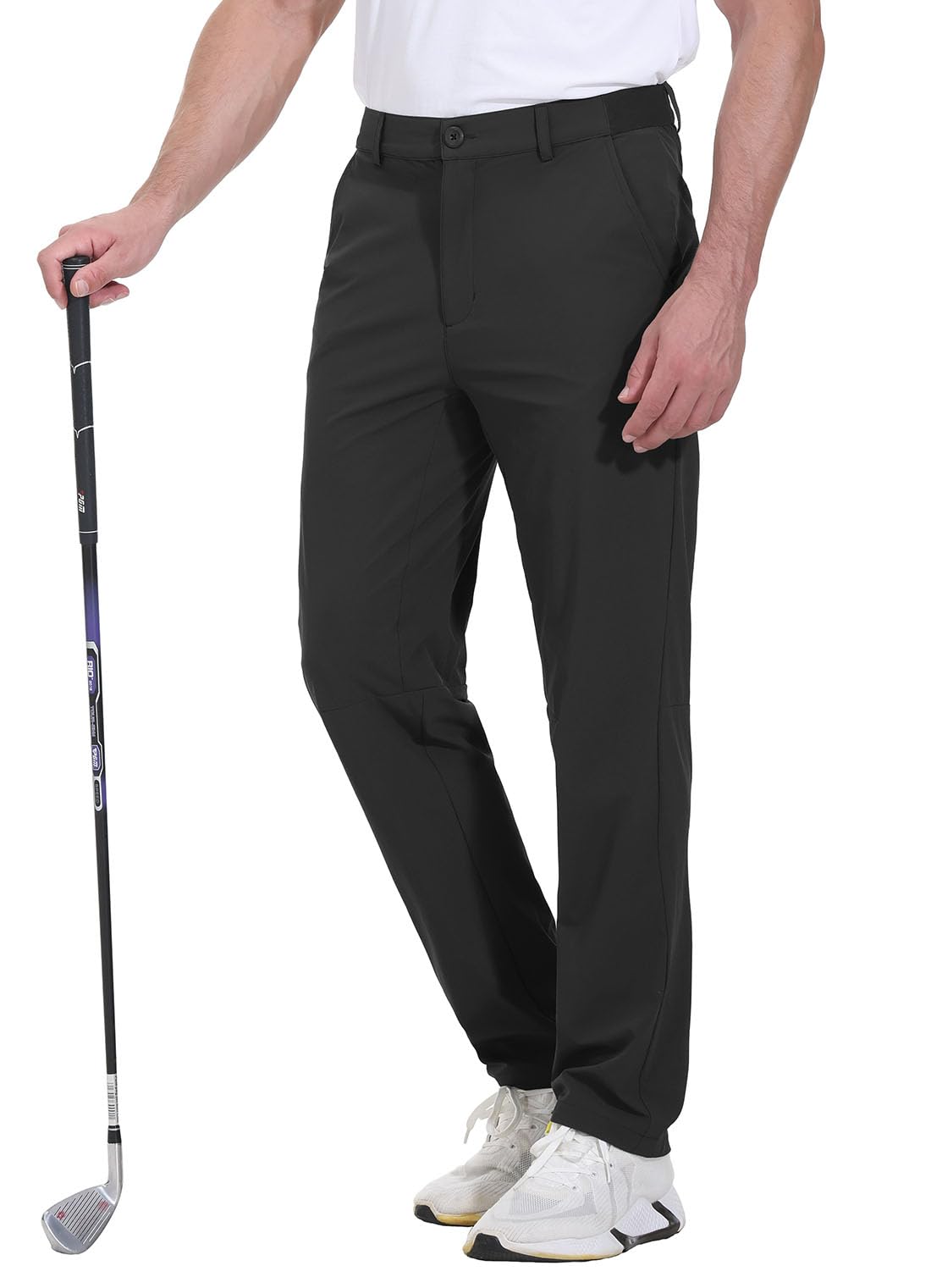 YSENTO Herren Golf Stretchhose Slim-Fit Leichte Elastische Taille Casual Sporthose Golfhose Lang mit Taschen