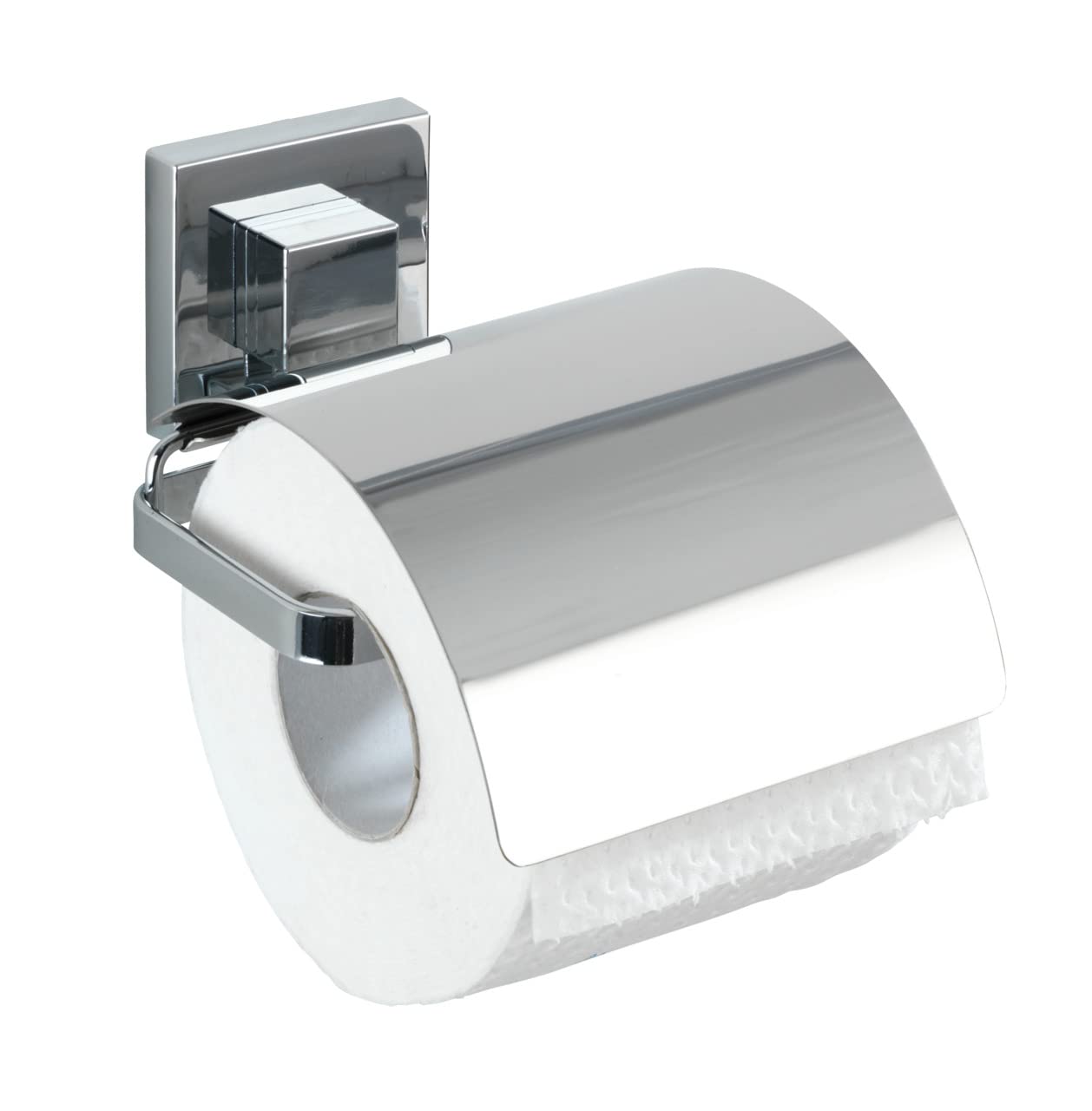 WENKO Vacuum-Loc WC-Set Mod. Quadro 2-teilig WC-Garnitur 9,5 x 37 cm Toilettenpapierhalter 13 x 11,5 cm aus rostfreiem Edelstahl glänzend