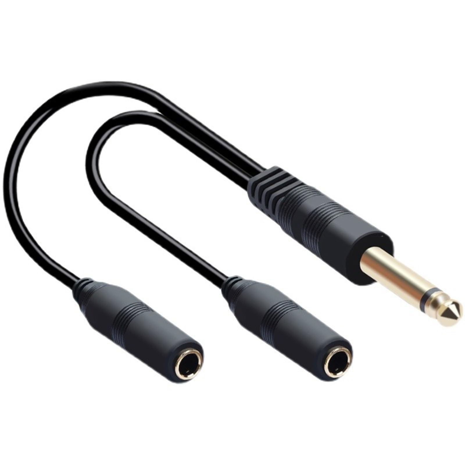 Fazvncv 6.35mm Male Plug Stereo to 2 6.35mm Female Plug Connectors Cable Y Splitters Adapters Cable Headsets Adapters