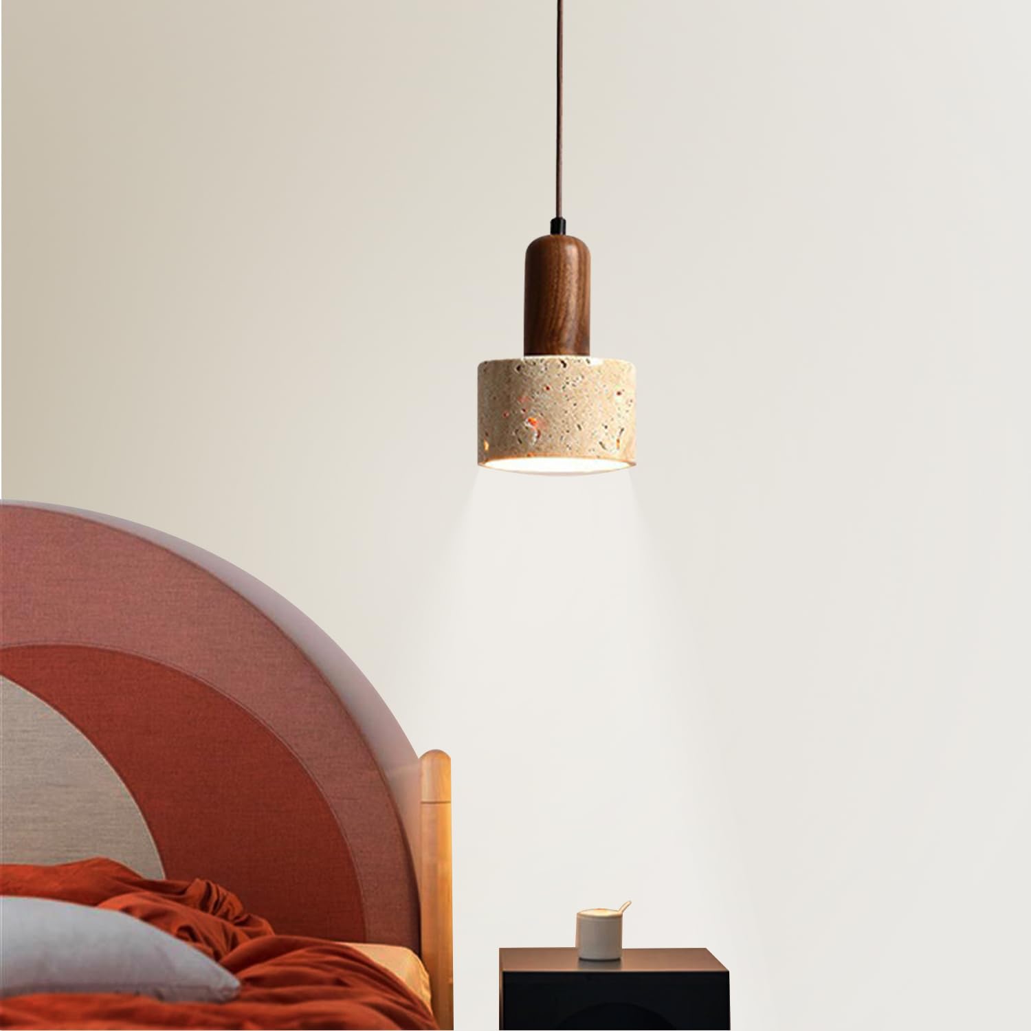 Lámpara Colgante Moderna Lámpara de Techo Colgante de Piedra Natural Lámpara pequeña de Madera Lámpara Colgante nórdica única E27 Iluminación Colgante for Comedor Mesita de Noche Luces de Isla