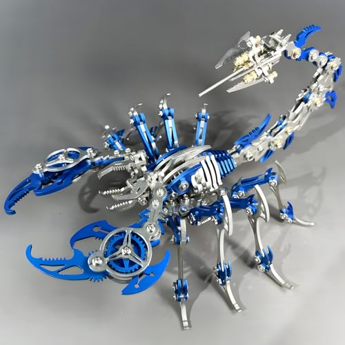 Image of 3D Metal Scorpion Puzzles for Adults: 3-D Puzzles Metal Model Kits to Build DIY Assembly Mechanical Puzzle Building Block Toys with Tool Brain Teaser Craft for Home Decor (Metal Scorpion-Blue)