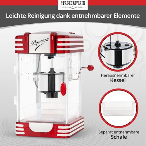 Foto von Stagecaptain PCM-300 Popcorn Maschine - Retro-Design - Kurze Aufheizzeit - Mit Dosierlöffeln - Problemlose Reinigung - Dekorative Innenbeleuchtung - Rot/Weiß