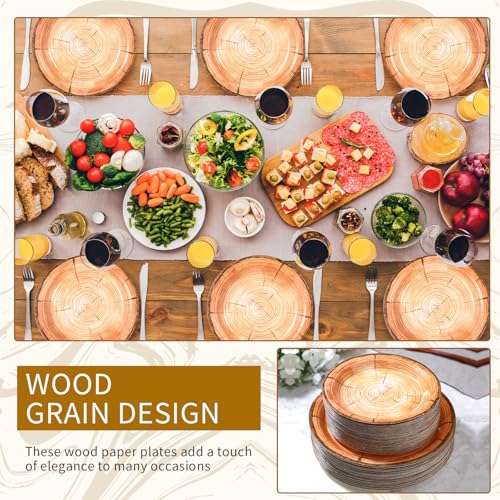 Tioncy-150-Pieces-100-Pieces-Wood-Grain-Paper-Plates-7-9-Rustic-Wood-Slice-Plate-Farmhouse-Round-Disposable-Dinner-dish-for-Woodland-Baby-Shower-Lumberjack-Birthday-Party-Supplies Tioncy 150 Pieces 100 Pieces Wood Grain Paper Plates 7 9 Rustic Wood Slice Plate Farmhouse Round Disposable Dinner dish for Woodland Baby Shower Lumberjack Birthday Party Supplies