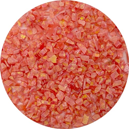 Gryrigns Crushed Created Opal Stone for Wood Inlay Resin Craft Jewelry Making DIY (Coral Pink, 2 Grams)