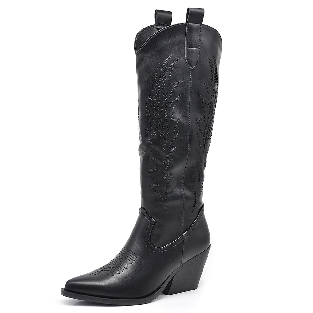 IF Fashion Stivali Cowboy Western Texani Scarpe da Donna A Punta Camperos GA021 Nero N.39