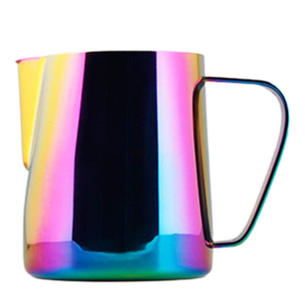 LORYEANM Non-stick Coating Stainless Steel Milk Frothing Pitcher Espresso Coffee Latte Cappuccino Cream Froth Maker Stainless Steel Garland Cup