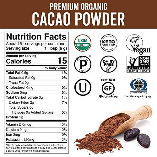 Viva Naturals 1011 Organic Cacao Powder, 2Lb - Unsweetened Cocoa Powder thumb #5