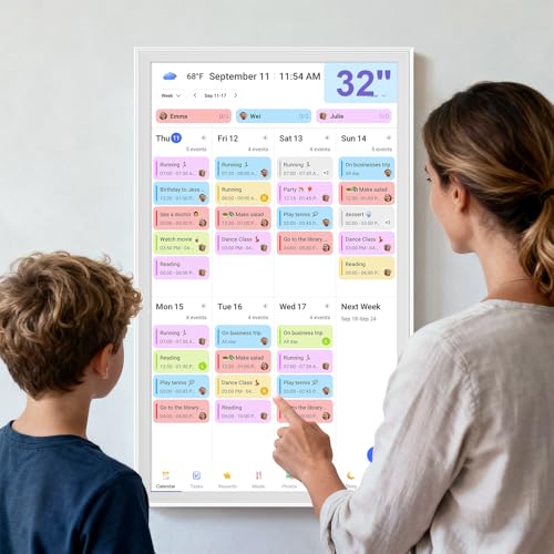Image of 32 inch Smart Calendar Max, Digital Calendar & Chore Chart, Family Organizer with Interactive Touchscreen Display - Wall Mountable in Portrait or Landscape, Gifts for Women Men
