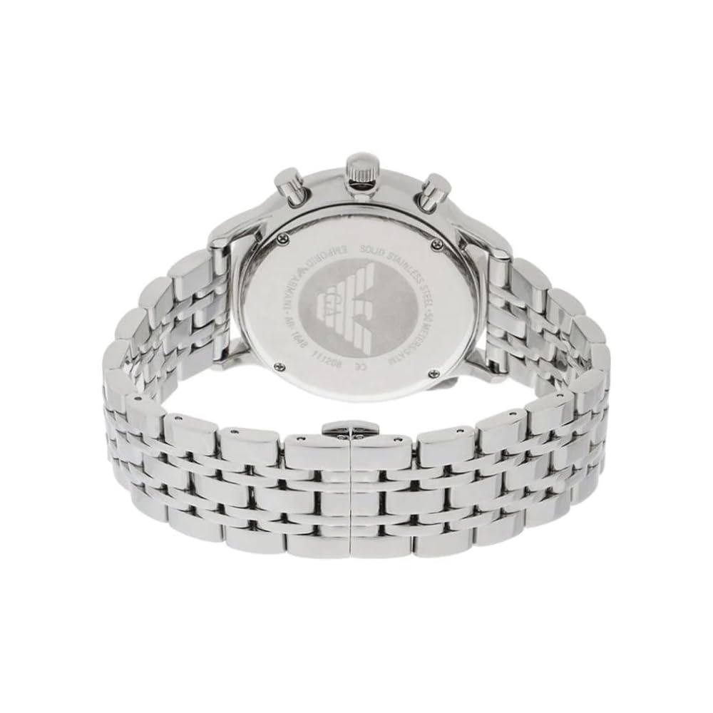 Emporio Armani Orologio da uomo, Movimento cronografo a 2 quadranti secondari e cassa da 43 mm con cinturino in acciaio inossidabile, pelle o silicone