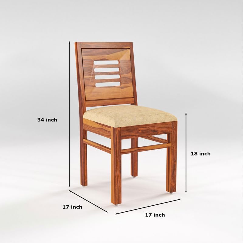 Image of Solid Sheesham Wood Dining Room Sets 4 Seater Dining Table with 3 Chairs & 1 Bench for Dining Room, Living Room, Kitchen, Hotel, Restaurant, Cafeteria (Standard, Honey Finish) (Honey Finish)