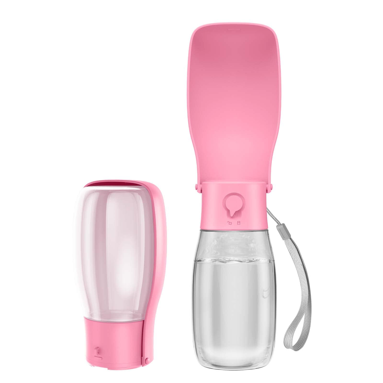 Peteast Botellas de Agua para Perros, Botella de Agua portátil a Prueba de Fugas, Botella de Agua Plegable para Mascotas, para Perros, Gatos, Caminatas al Aire Libre, Senderismo (Rosa)