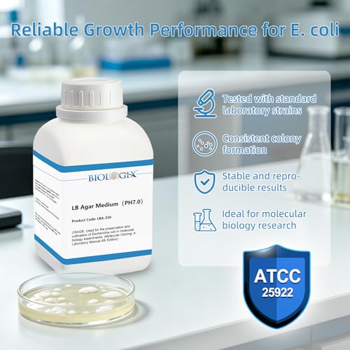 Image of LB Agar Medium Powder, 250g /Bottle, Laboratory Grade with Tryptone, Yeast Paste, Sodium Chloride & Agar, Lysogeny Broth Agar Media for Laboratory Bacterial Culture, 10 Bottles /Case