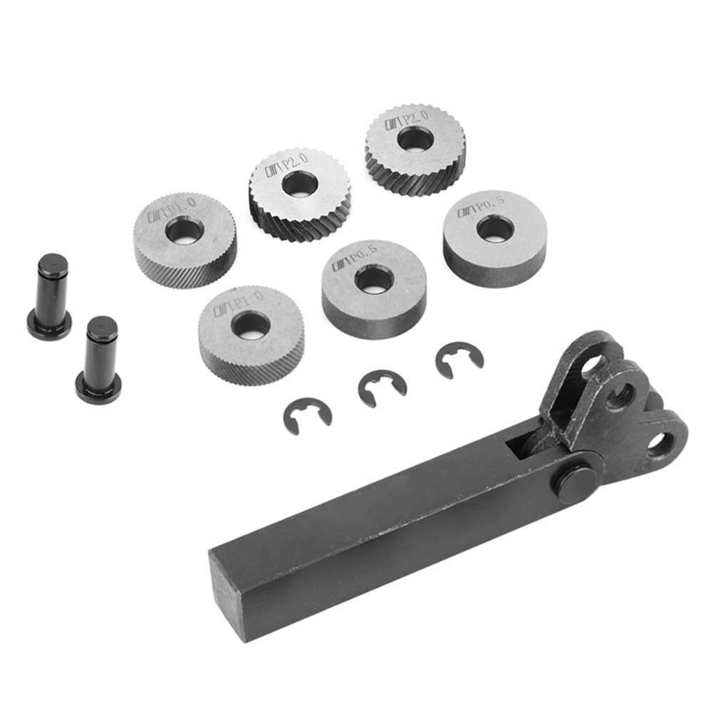 Moleteado de Acero de 7 Uds, Herramienta de Moleteado para Torno, Herramienta Godrone, Herramienta de Moleteado Lineal de 0,5/1/2mm, Juego de Moleteado Lineal de Doble Rueda Diagonal para Torno