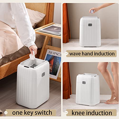 Touchless Bathroom Trash Can With Lid, 4 Gallon Plastic Automatic Garbage Bin, Waterproof Motion Sensor Wastebasket Rubbish Bin For Kitchen, Living Room, Bedroom, Office (No Battery) #TOP2