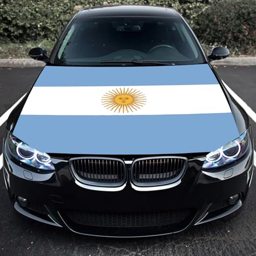 Image of Argentina Flag Car Hood Cover 3.5X5Ft Argentinian National Country Flag Car Bonnet Banner Elastic Fabrics Windproof Vehicles Decorate Engine Flag Sign