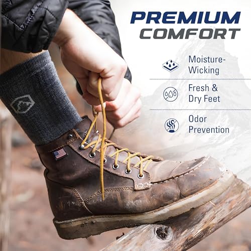 CloudLine Merino Wool Hiking Socks for Men and Women, Light Cushion, Warm, Soft, Moisture Wicking Crew Socks, USA Made 3 Pair3