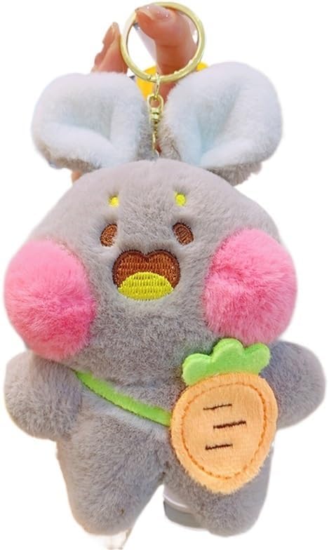 Plush Blush Rabbit School Bag Backpack Doll Doll Accessory Cartoon Pendant Keychain Pendant for Boys and Girls(White)