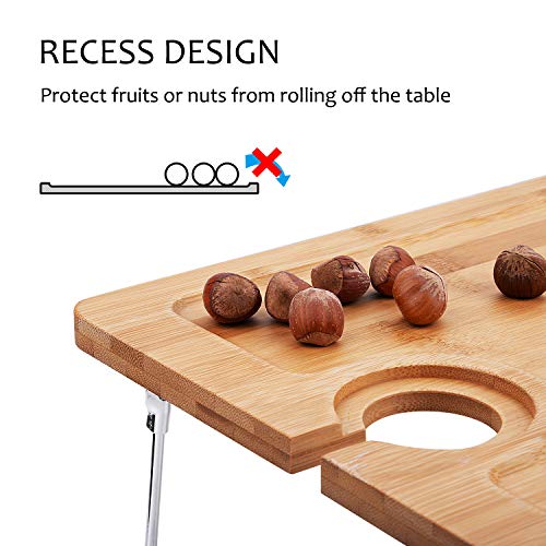 Tirrinia Bamboo Wine Picnic Table, Ideal Wine Lover Gift, Folding Portable Outdoor Wine Glasses & Bottle, Snack And Cheese Holder Tray For Concerts At Park Or Party #TOP7