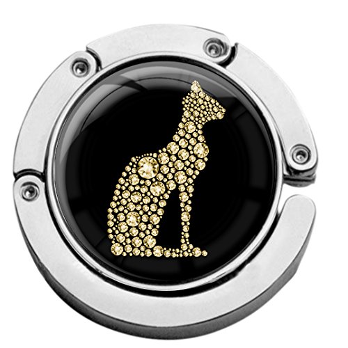 Preisvergleich Produktbild metALUm Taschenaufhänger Handtaschenhalter Katze IN Gold mit faltbarem Magnetverschluss #2601097