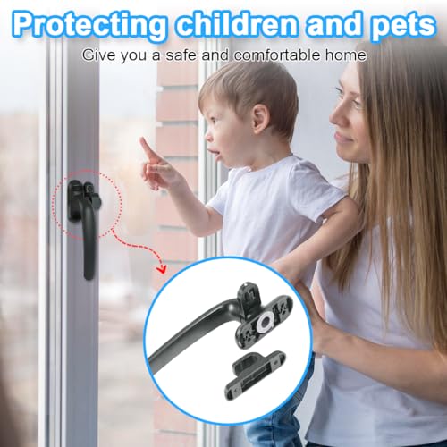 Image of HASTHIP Aluminum Alloy Casement Window Lock Kit with Left Handle Replacement Aluminium Window Handle (Grey Pack of 1)