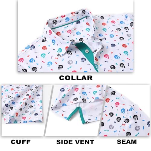 Image of M MAELREG Mens Golf Shirt Short Sleeve Dry Fit Print Moisture Wicking Performance Patterns Collared Polo Shirt