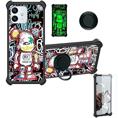 jioeuinly Case for Honor Play6T Pro 5G Case Compatible with Honor Play6T Pro 5G Phone Case Cover [with Tempered Glass Screen Protector][Ring Support][Luminous Effect] YGH-MXX
