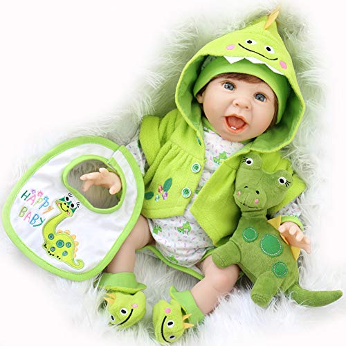 Aori Reborn Baby Doll 22 Inch Handmade Realistic Laughing Baby Doll with Green