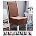 YMOMG Esszimmerstuhlbezug Polyester Spandex Elastischer Esszimmerstuhlbezug Mit Hohen Rückenlehne Schutzbezug Küchenstuhl Sitzbezug 4/6 Stück (braun,4 Stück)