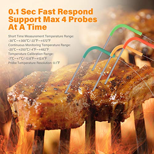 Inkbird IBBQ-4BW Thermomètre Wifi Bluetooth pour Barbecue avec 4 Température Sonde Cuisine,Thermomètre de Cuisson Rechargeable Magnétique,Double Signal et Alarme Thermometre Viande - Image 8