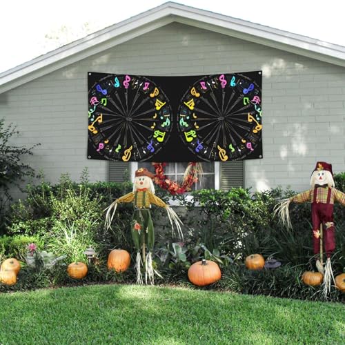 MINDBBDFJ Music Notes Print Banners And Signs For Outdoor/Indoor,Personalized Banner Customizable Parties Halloween Banner (180x90cm)3