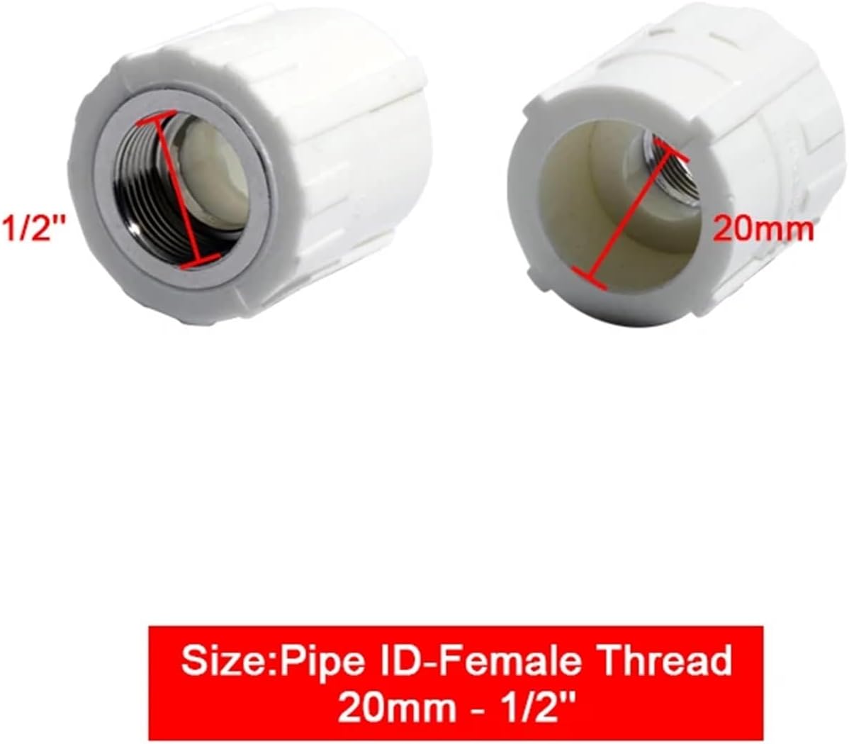 PPR Water Pipe Fitting 20/25/32/40mm PP-R Pipe Joint Water Supply 1/2inch 3/4inch 1inch Plastic Pipe Fitting Connector 1Pcs(20-20mm)