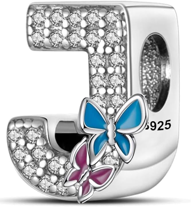 FLUFLO Charm Anhänger Damen Buchstabe A-Z für Armband 925 Sterling Silber Charms Beads passend für Pandora Armband und Halskette, Kompatibel mit Europäischen Armbänder für Frauen Mädchen XAD