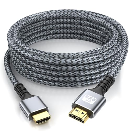 Image of 8k Hdmi Cable 30ft Ultra High Speed HDMI 2.1 Cable 8K@60HZ 4K@120HZ 48Gbps HDMI Cord for HDTV,PS4,PS5,Monitor Laptop,Xbox,HDCP 2.2&2.3 Support HDR,eARC,Dolby.(Silvery)