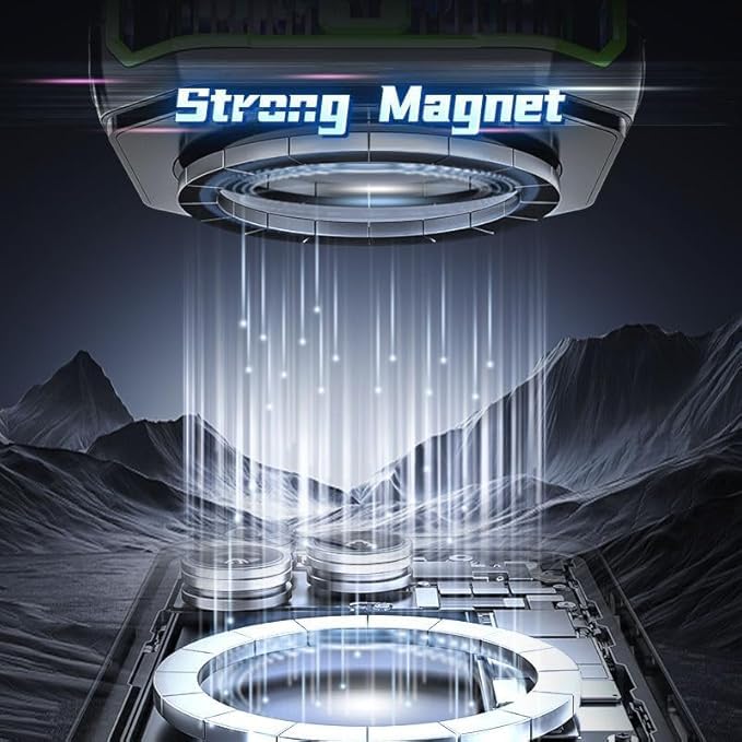 Image of TYROCX Magnetic Mobile Cooler with LED Temperature Display, RGB Semiconductor Phone Cooling Fan for Gaming, Dual Attachment (Magnet & Clips), Type-C, Universal for iOS /Android