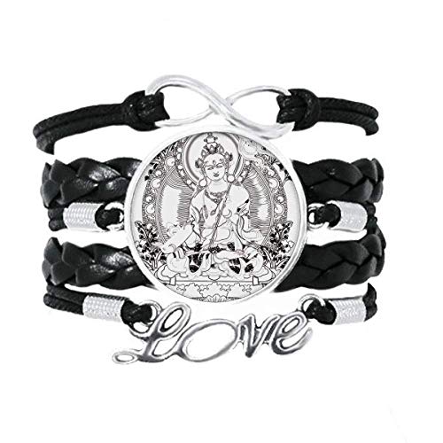 Bracelet bouddhisme Guanyin pour méditation et yoga bijou zen en cuir marron