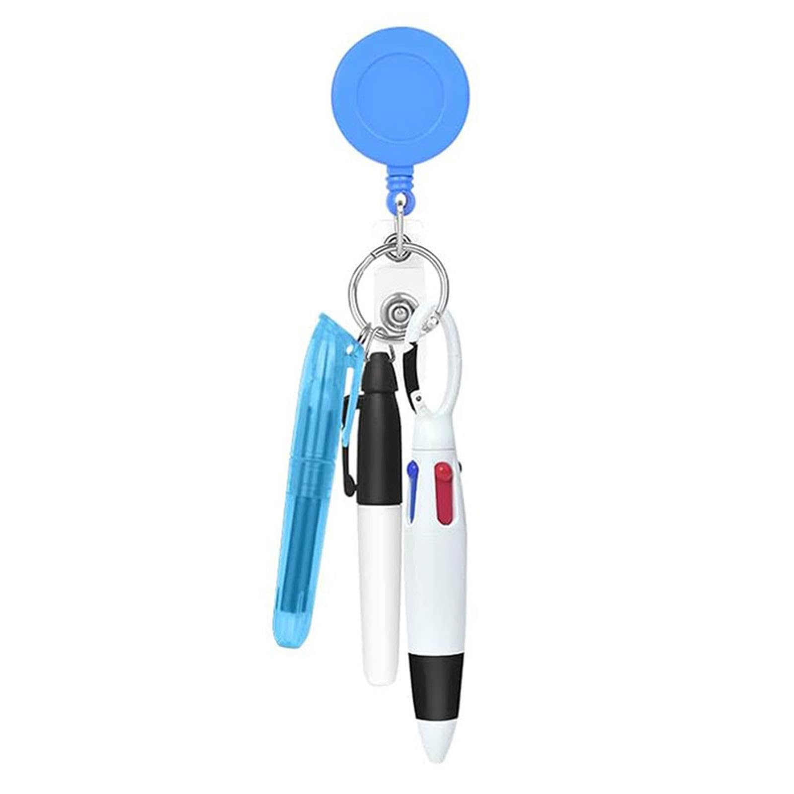 QUXVUIS Nurse Retractable Badge Holder Two Pens Included Multi Color Ballpoint Pen Gift Idea for Nurses Day 1 Large Head Pen Retractable Badge Holder Nurse