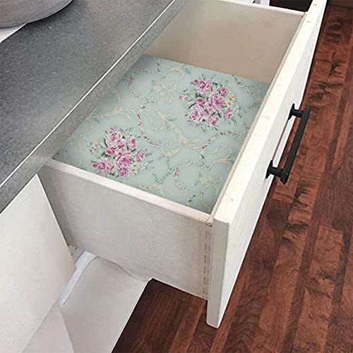 Image of NANA's Collections Blue Vintage Floral Design Wallpaper - Self-Adhesive Waterproof Peel & Stick Wall Paper for Living Room, Bedroom, Kitchen - 45cm x 1000cm Roll