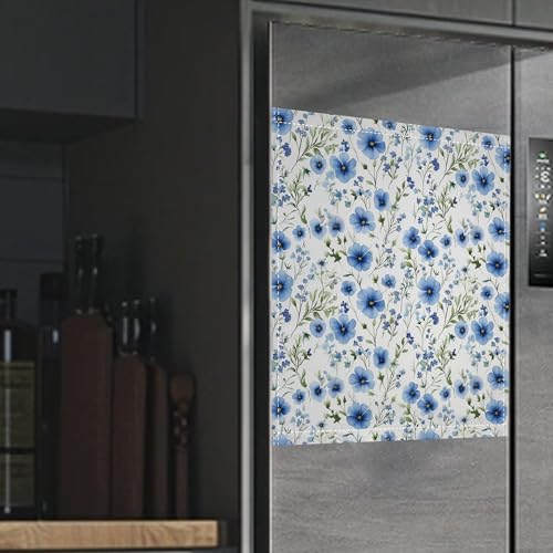 Image of Blue Floral Magnetic Dishwasher Cover,Cornflower Dishwasher Covers for The Front Magnetic Dishwasher Panel Decal Cover for Kitchen 23x26inch