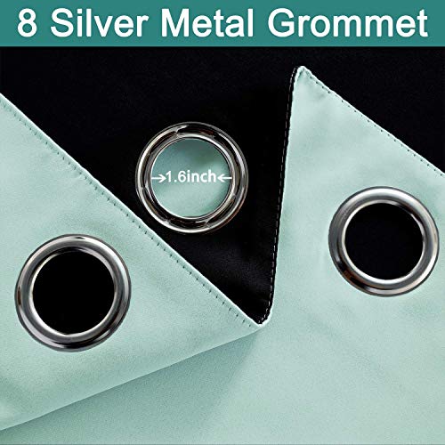 Image of Yakamok 2 Thick Layers Completely Blackout Window Treatment Thermal Insulated Noise Reducing Drapes for Living Room(52Wx96L, Aqua, 2 Panels)