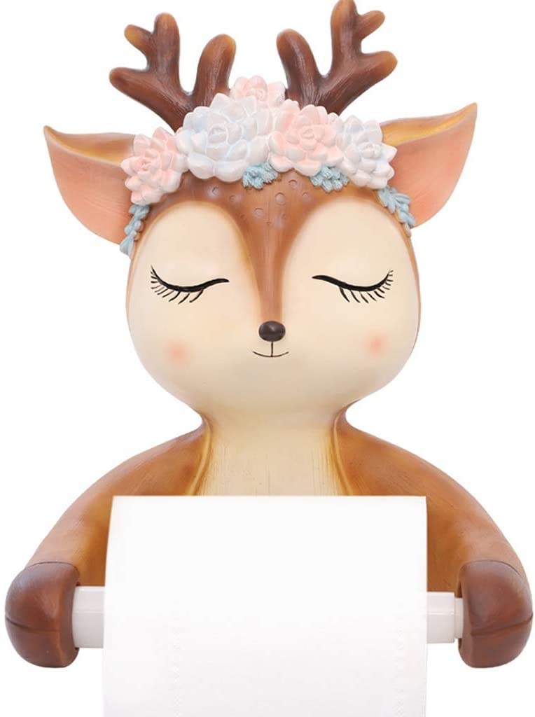 Toilet Paper Roll Dispenser Toilet Roll Holder Creative Cartoon Animal Deer Bathroom Hygiene Tray Free Punching Paper Towel Box Bathroom Kitchen