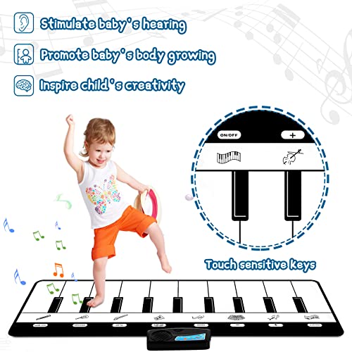 Best Piano Mats: make your kids happy with their footsteps on musical layout 5 M SANMERSEN Piano Mat, Kids Musical Mat Floor Piano Keyboard Mat with 8 Instruments Sounds Music Dance Touch Play Mat, Early Educational Toys Birthday Gifts for 1 2 3 4 5 Year Old Boys Girls #4