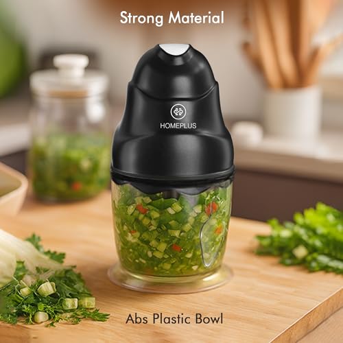 Image of Homeplus Electric Chopper Nova 250W (CH-1311) | Vegetable, Fruit & Meat Chopper with Whisking Function | Dual Blade System, 700ml Bowl, Fast Chopping, Easy Clean, Compact (Black)