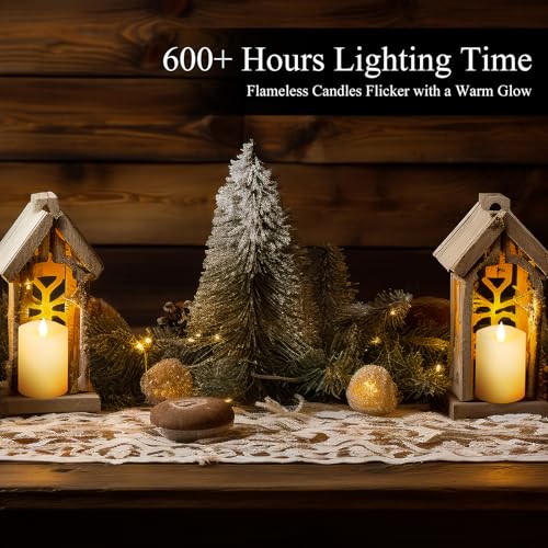 Image of 3x4 Flickering Flameless Candles Set of 2,Real Wax LED Battery Candles,with Timer,4 inch Flameless Candles with Remote,Battery Operated Candles,for Wedding Holiday Home Decor,Ivory