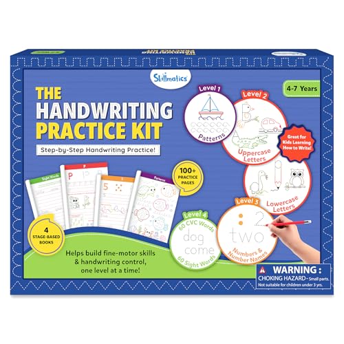 Image of Skillmatics Handwriting Practice Kit - 4 Stage-Based Writing Workbooks with Pencils & Eraser, Learn Patterns, Letters, Numbers & Words, Preschool Learning Set, Gift for Kids Ages 4, 5, 6, 7