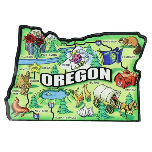 Imán acrílico mapa estado Oregon 3.25 x 2.25 pulgadas