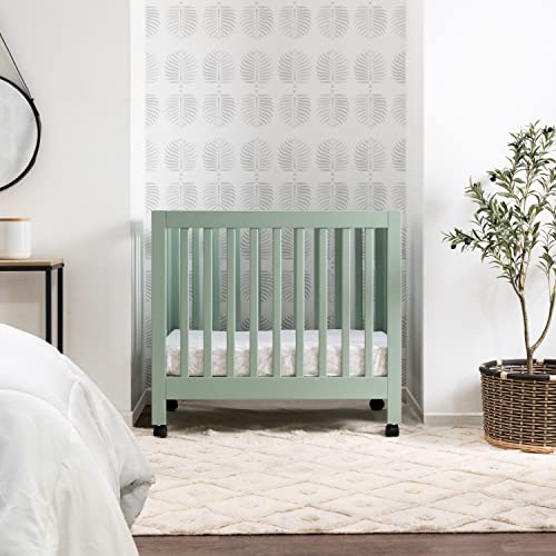 Babyletto-Origami-Mini-Portable-Crib-Folding-with-Wheels-in-Light-Sage-2-Adjustable-Mattress-Positions-Greenguard-Gold-Certified Babyletto Origami Mini Portable Crib Folding with Wheels in Light Sage 2 Adjustable Mattress Positions Greenguard Gold Certified