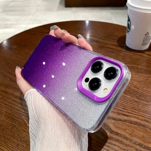 Étui en poudre de paillettes de luxe pour iPhone 12 Pro girly violet