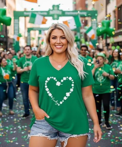 Image of ForHailey Women's Plus Size Short Sleeve Tee Shirt V Neck Basic Ladies Loose Fit T Shirt 1X-5X